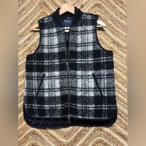 Madewell Reversible Copeland Plaid Quilted Vest,Wool Blend,Black&White,Size S